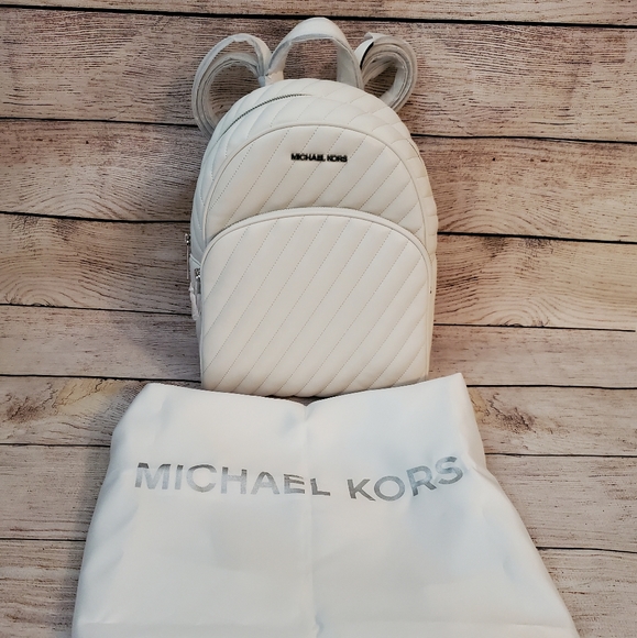 Michael Kors Abbey Medium Optic White Backpack - Picture 1 of 13
